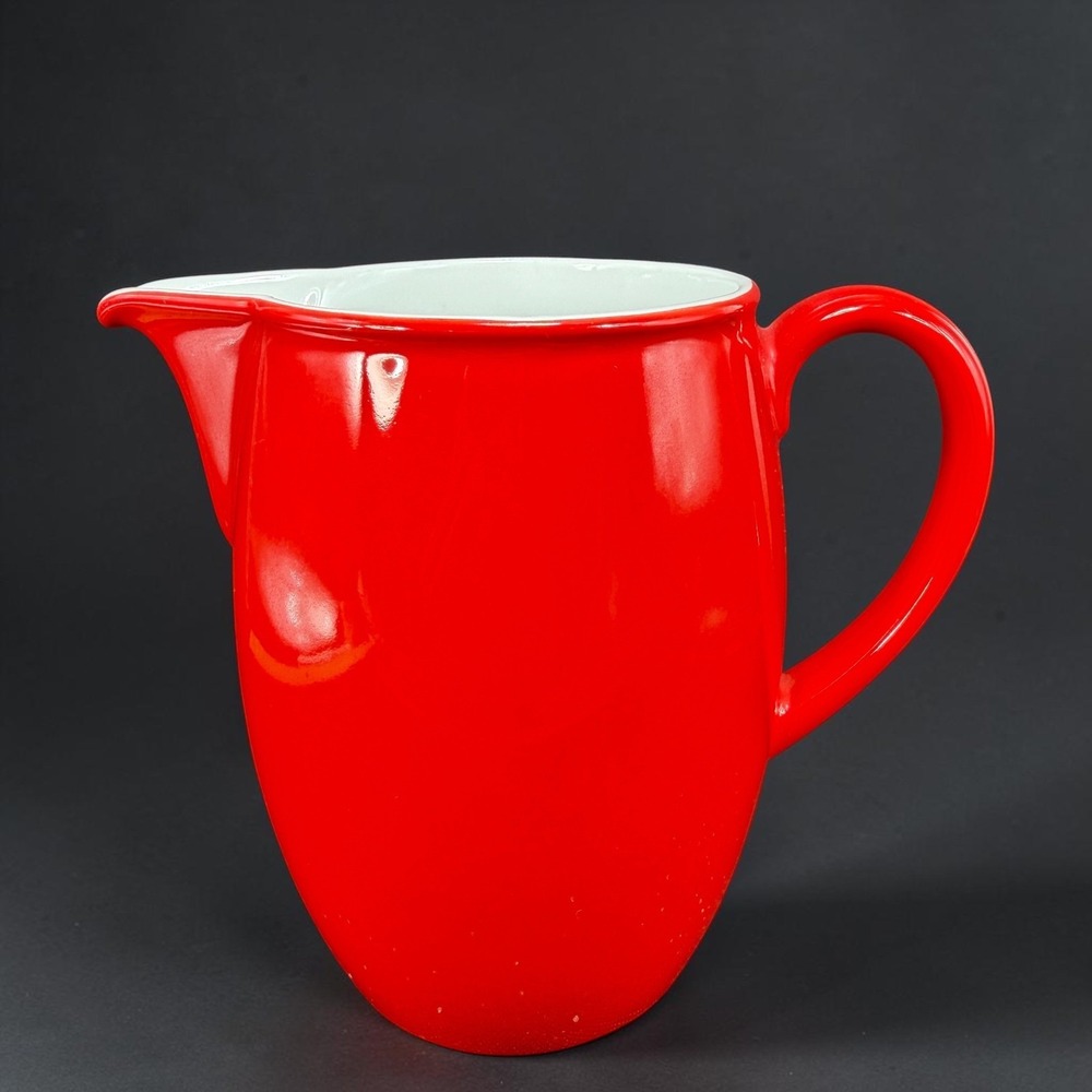 Dibbern Collection Schonwald Germany 9385 Red Porcelain Pitcher Jug 6in Tall